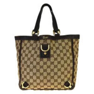 Gucci GG Canvas Leather Handbag Brown